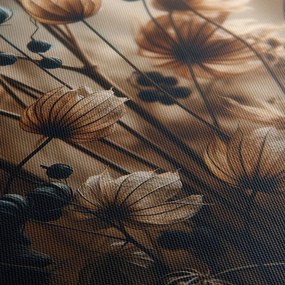 Quadro su tela – Fiori secchi in toni scuri