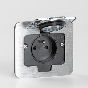 Brilagi - Presa a pavimento da incasso per esterni IP55 cromato opaco rettangolare