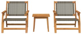 Set da giardino : 3 pezzi in legno massello di acacia, grigio