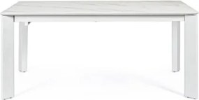 Tavolo Da Interno Allungabile 90x160-220 In Acciaio Piano In Ceramica Bianco-Grigio Briva Bizzotto