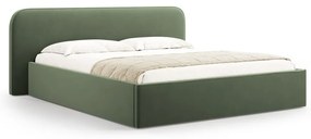 Letto matrimoniale imbottito verde con contenitore e rete inclusi 200x200 cm Elizabeth – Micadoni