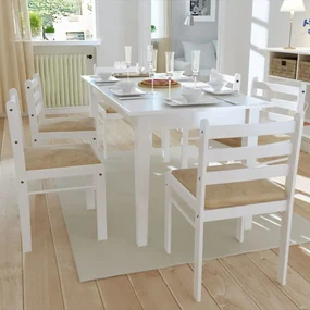 Sedie Da Pranzo 6 Pz Bianche İn Legno Massello E Velluto /