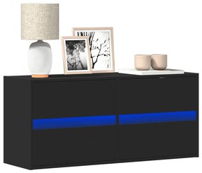 Mobile Tv A Parete Con Luci Led Nero 100x31x45 Cm /