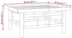 Set Salotto da Giardino 4pz con Cuscini Bianco Crema in Bambù