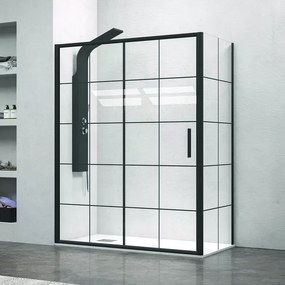 Cabina doccia colore nero 140x90 vetro con riquadri neri NICO-D3000S - KAMALU