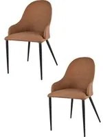 Set 2 sedie imbottite con braccioli Jessica Tommychairs, rivestite in finta pelle colore cuoio,gambe in ferro nero opaco