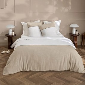 Set copripiumino e federa bianco/beige in cotone per letto matrimoniale ed esteso 240x220 cm Gabrielle – douceur d'intérieur