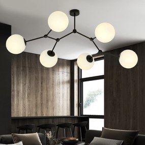 Plafoniera Minimal Iperione Acciaio Nero Bianco 6 Luci E14 Ip20