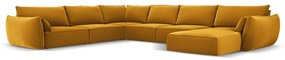 Divano angolare color senape (con penisola a sinistra/a U) con rivestimento in velluto Vanda – Mazzini Sofas