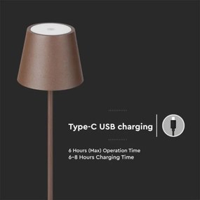 LED Lampada da terra ricaricabile e dimmerabile 3in1 LED/4W/5V 4400 mAh 3000K IP54 marrone