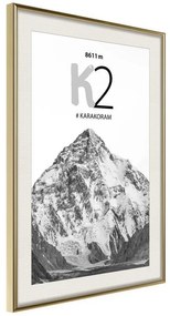 Poster  Peaks of the World: K2  Cornice Quadri Cornice d'oro con passe-partout, Larghezza x Altezza Home decor 20x30