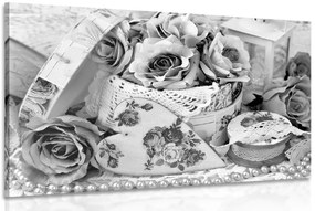 Quadro su tela – Stile romantico vintage in bianco e nero