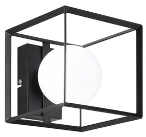 Applique In Metallo Industrial Cube Nero 1 Luce