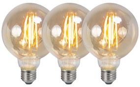 Set di 3 Lampadine LED E27 dimmerabili G95 fumé 5W 380lm 2200K