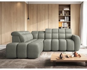 Divano angolare verde polveroso allungabile/con contenitore (con penisola a sinistra/a L) e rivestimento in bouclé Falconn – ELTAP