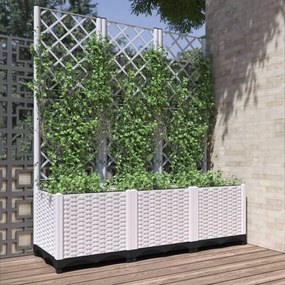 Fioriera Da Giardino Con Graticcio Bianco 120x40x136 Cm Pp /