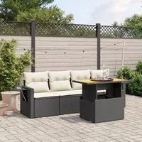 Set Divani da Giardino 5 pz con Cuscini in Polyrattan Nero 3271630