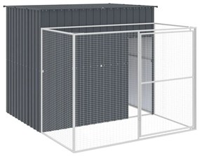 Casetta cani con corsa antracite 214x253x181 cm acciaio zincato