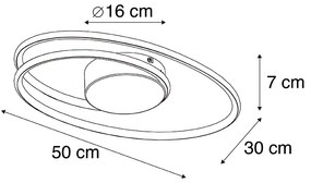 Plafoniera di design nera con LED dimmerabile a 3 livelli - Rowan