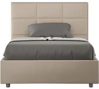 Letto matrimoniale francese contenitore imbottito 140x200 similpelle tortora Mika