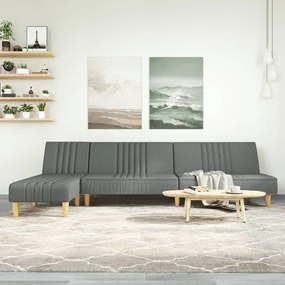 Divano Letto A L Grigio Scuro 255x140x70 Cm İn Tessuto /