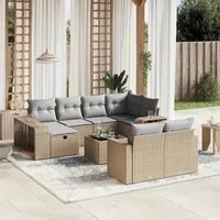 Set Divani da Giardino 11 pz con Cuscini Beige in Polyrattan 3266249