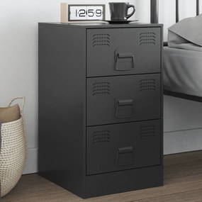 Comodino Nero 34,5x39x62 Cm İn Acciaio /