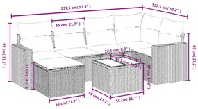 Set divani da giardino 7 pz con cuscini beige in polyrattan