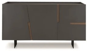 Madia in legno 3 ante 160 cm Antracite e Tek - GIRONA 2 piedini