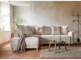 Divano letto in velluto a coste beige (angolo sinistro) Lazy Lukka - Miuform