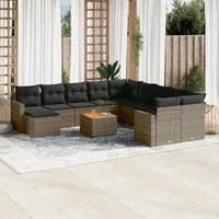 Set Divani da Giardino 12 pz con Cuscini Grigio in Polyrattancod mxl 111409