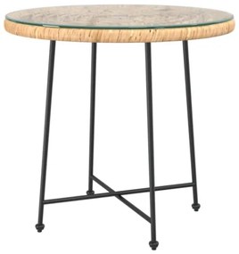 Tavolo da Pranzo Ø80 cm Vetro Temperato e Acciaio