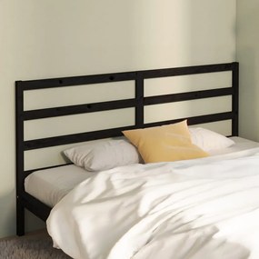 Testiera Per Letto Nera 186x4x100 Cm İn Legno Massello Di Pino /