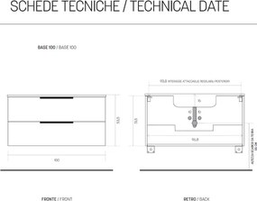 Mobile bagno sospeso con doppio cassetto BALI 100 cm Bianco Nordico