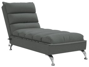 Chaise longue massaggi con cuscini grigio scuro in tessuto