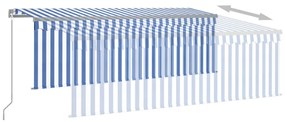 Tenda Sole Retrattile Manuale con Parasole 4x3m Blu e Bianco