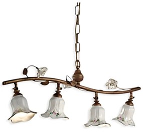 Lampadario Classico Pisa Metallo E Ceramica Ruggine Sfumato Oro 4 Luci E14