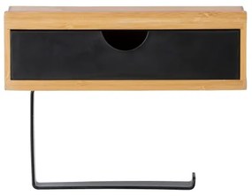 WENKO 24754100 - Porta rotolo per carta igienica BAMBUSA 18,5x14 cm marrone/nero