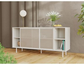 Cassettiera grigia in metallo con porte scorrevoli 160x75x47 cm Veep – Unique Furniture