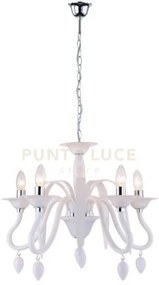 Lampadario estefan classico bianco 5 luci attacco e14 53x53x180cm