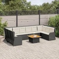 Set Salotto da Giardino con Cuscini 7pz Nero Polyrattan 3262379