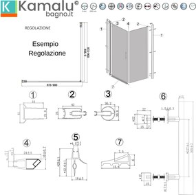 Box doccia 90x70 fisso 90 battente 70 vetro satinato altezza 200h | KS2800FAO - KAMALU