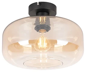 Plafoniera smart nera con vetro ambrato incl. Wifi A60 - Bizle