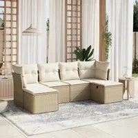 Set Divano da Giardino 6 pz con Cuscini Beige in Polyrattan 3263234