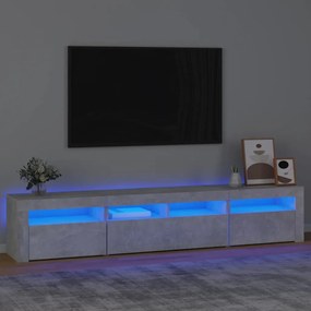 Mobile porta tv con luci led grigio cemento 210x35x40 cm