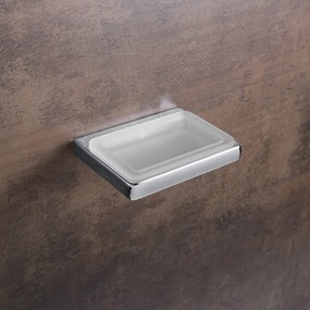 Colombo Lulu B6201 Porta Sapone a muro in Vetro Acidato Naturale cromo