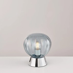Lampada Da Tavolo Moderna Sydney Base Cromata E Sfera In Vetro Fumé 1 Luce E14