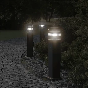 Lampade Da Terra Per Esterni Con Presa 3pz Nere 50 Cm Alluminio /