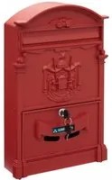 Cassetta Postale in Alluminio Stile Classico Antico Buca Posta Lettere A4 Colore: Rosso