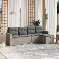 Set Divano da Giardino 5 pz con Cuscini Grigio in Polyrattancod mxl 114518